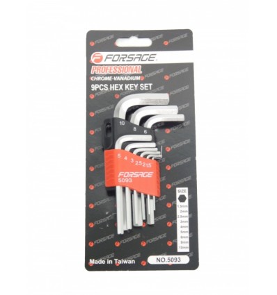 Wrenches L-Form Set, (H1.5-H10), 9d., Hex