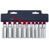 Sockets Set, 10d., ilgų, 3/8`, Spline, (8-19mm)