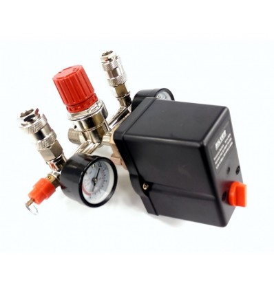 Pressure switch with connectors regulator and pressure gauges, 380V, 20A, 1/2`(M)