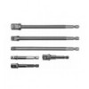 Adapter Set for Screwdrivers 6pcs., 1/4`Hex (M) išorė, 1/4`(M), 3/8`(M), 1/2`(M) išorė, L-50mm, L-150mm