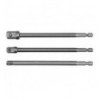 Adapterių suktukams rinkinys 3d., 1/4`Hex (M) išorė, 1/4`(M), 3/8`(M), 1/2`(M) išorė, L-150mm