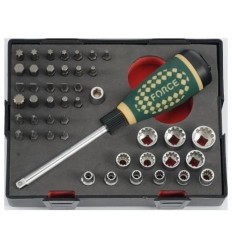 Screwdriver With Bits, 46d., 1/4`