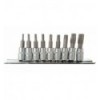 Socket - bit TORX set, 9d., 1/4`, žvaigždutė (Torx), ant juostelės, (T10-T50)