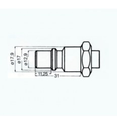 Plug with increased air throughput, su sriegiu, 3/8`(M)