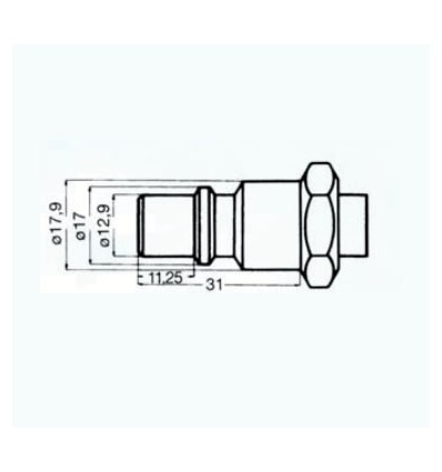 Plug with increased air throughput, su sriegiu, 3/8`(M)