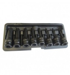 Galvučių antgalių rinkinys, 8d., 1/2`, ilgų, sustiprintų lietų, žvaigždutė (Torx), L-78mm, (T30-T90), plastikinė dėžutė