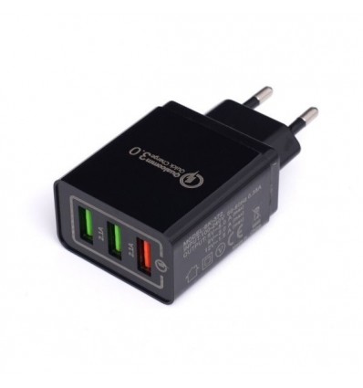 Maitinimo blokelis, įkroviklis/pakrovėjas (2xUSB/2.1A, USB/QC3.0), 230V