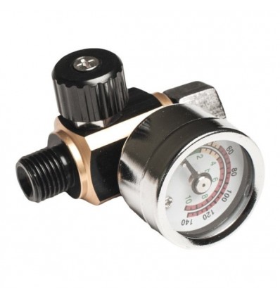 Oro reguliatorius mini, su manometru, 1/4`(F) vidus, 1/4`(M) išorė