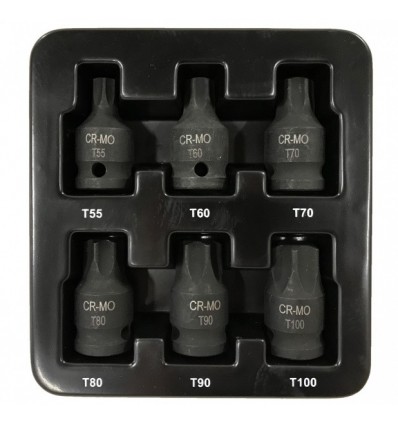 , 6d., 1/2`, L-45mm, žvaigždutė (Torx), (T55-T100), plastikinė dėžutė