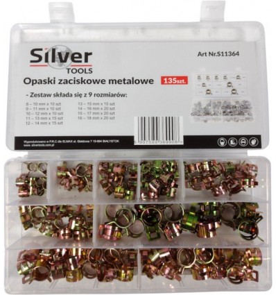 Spyruoklinių sąvaržų rinkinys, (Ø8-18mm), 135d.