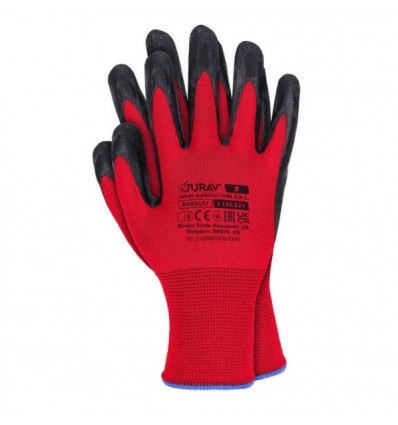 Pirštinės, megztas poliesteris, 10 dydis, aplietos poliuretanu