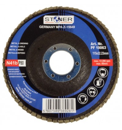 , šlifavimui, P80, Ø115mm, 22.2mm, 12200rpm