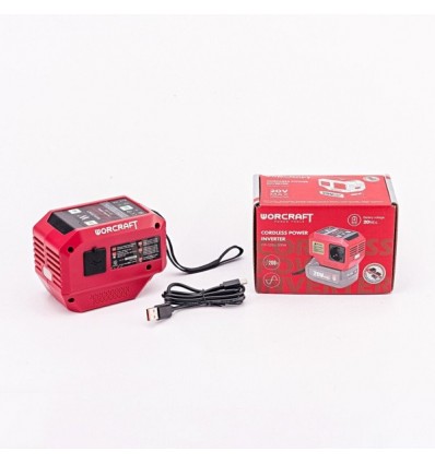 Inverteris 200W akumuliatoriui Worcraft 20V (220V + USB)