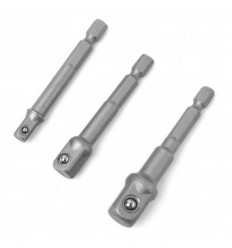 Adapterių rinkinys 3d., 1/4`Hex (M) išorė, 1/4`(M), 3/8`(M), 1/2`(M) išorė