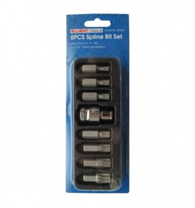 Antgalių rinkinys, 8d., 10mm, 1/2`, daugiabriauniai (Spline), (M5-M14), blisteryje