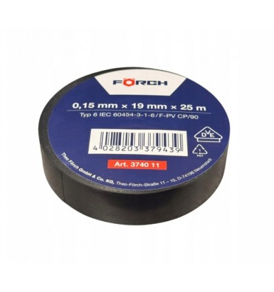 Izoliacinė juosta PVC juoda (19mm, 0.15mm, L-25m )