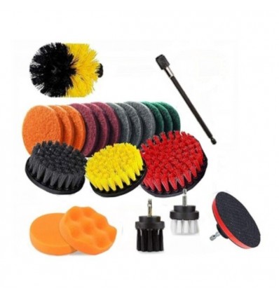 Valymo, plovimo šepečių rinkinys suktukui, 22d., su koteliu