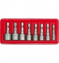 Galvučių suktukui rinkinys 8d., su magnetu, 1/4` (M) išorė, 5-13mm