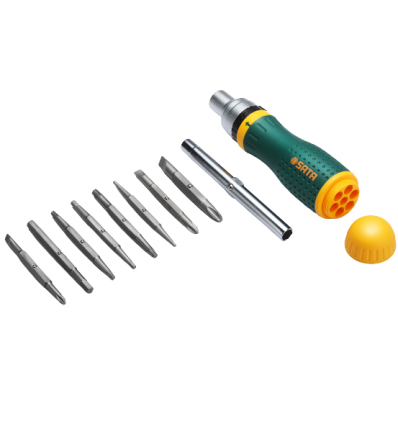 Atsuktuvas terkšlė su antgaliu rinkiniu, 19d., 1/4`, 115mm, L-210mm, (SL5-SL6, PH1-PH2, T15-T30, H2-H6)
