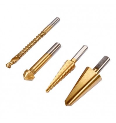 Universalių grąžtų pakopinių rinkinys (4-20mm), 4d., HSS
