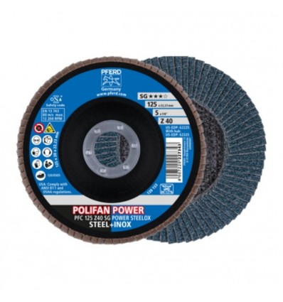 , šlifavimui, P40, Ø125mm, 22.23mm, 12500rpm