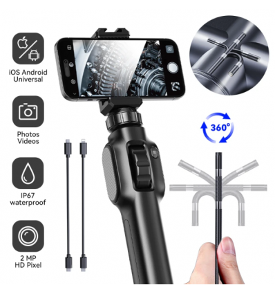 Mobilus endoskopas su lankstomu zondu Ø8.0mm L-2M (sudrenimas su USB 2.0, USB MICRO, USB TYPE C)
